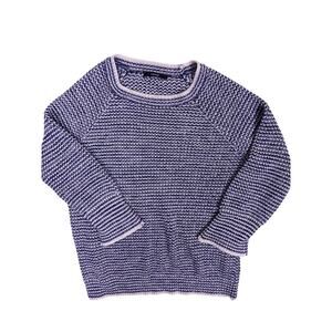 Vintage Blue & White Heavy Knit Sweater Womens Medium Coastal Spring Cottagecore